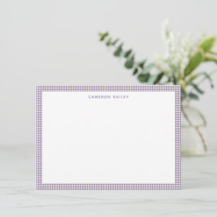 Cute Retro Lavender Gingham Plaid Personalized Card
