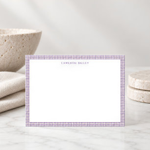 Cute Retro Lavender Gingham Plaid Personalized Card