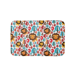 cute retro Lion kids illustration Bath Mat