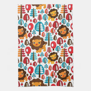 cute retro Lion kids illustration Kitchen Towel