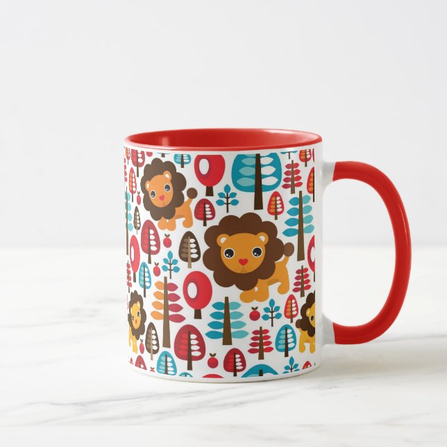cute retro Lion kids illustration Mug (Right)