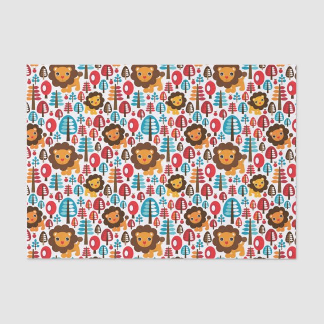 cute retro Lion kids illustration Tissue Paper (Front)