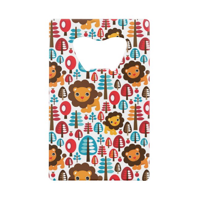 cute retro Lion kids illustration Wallet Bottle Opener (Front)