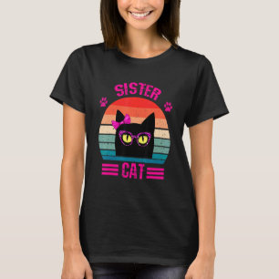 Cute Retro Little Sister Cat With Pink Leopard Gla T-Shirt