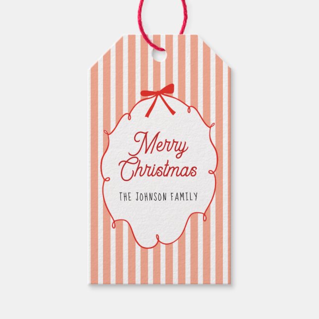 Cute retro Merry Christmas Gift tags (Front)