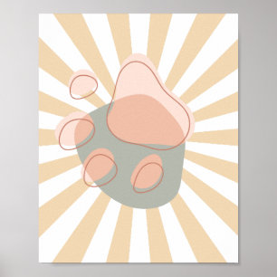Cute Retro Modern Wall Art Poster paw prints