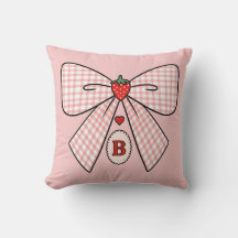 Cute Retro Monogram Initials Strawberry Coquette
