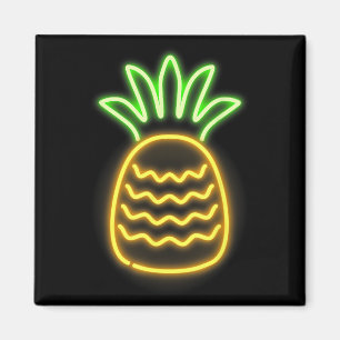 Cute Retro Neon Pineapple For Hawaiian Beaches Shi Magnet