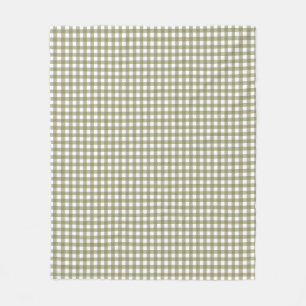 Cute Retro Olive Green Gingham Plaid Pattern   Fleece Blanket