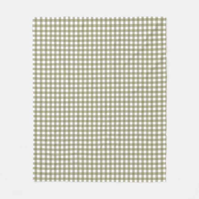 Cute Retro Olive Green Gingham Plaid Pattern   Fleece Blanket (Front)