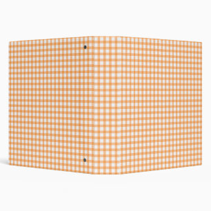 Cute Retro Orange Gingham Plaid pattern Binder
