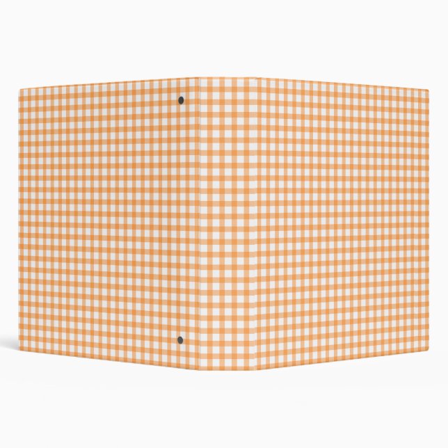 Cute Retro Orange Gingham Plaid pattern Binder (Background)