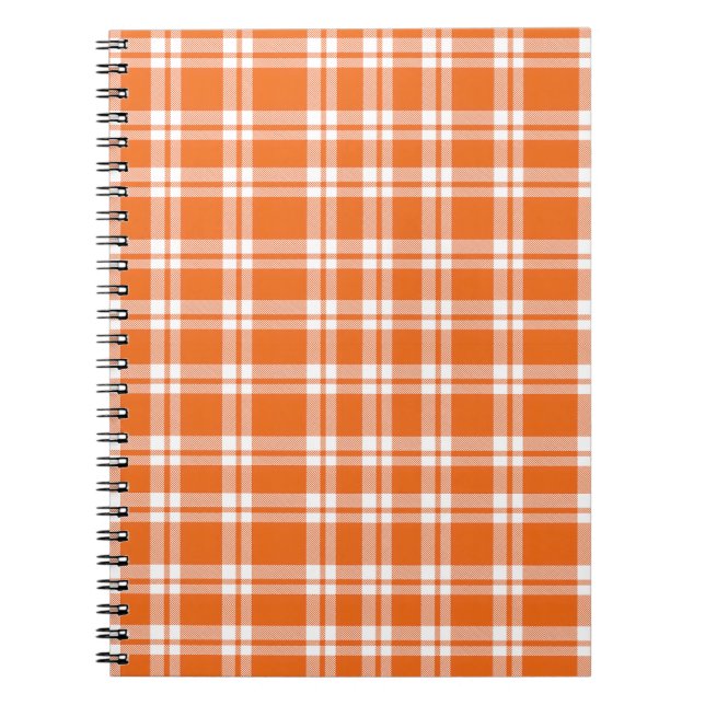Cute Retro Orange Gingham Plaid Pattern Notebook (Front)
