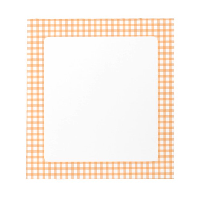 Cute Retro Orange Gingham Plaid pattern Notepad (Front)