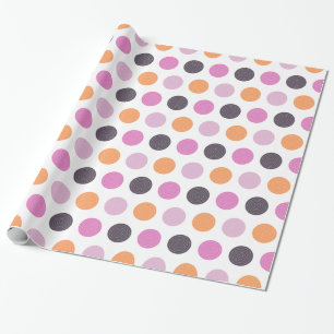 Cute Retro Orange Purple Pink Polka Dot Pattern Wrapping Paper