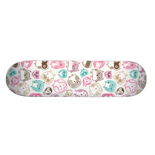 Cute retro owl bird pattern design skateboard