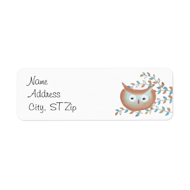 Cute Retro Owl Return Address Labels (Front)