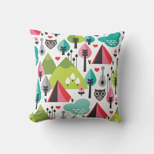 Cute retro owl wildlife pattern pillow case (Front)
