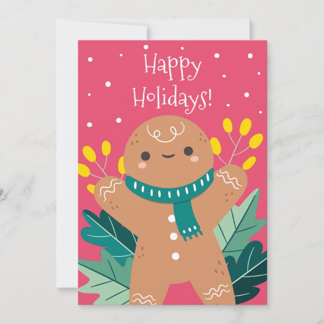 Cute Retro pain d'épices Cookie Joyeuse Carte de v (Devant)