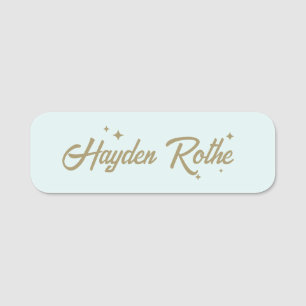 Cute Retro Pastel Blue Name Tag