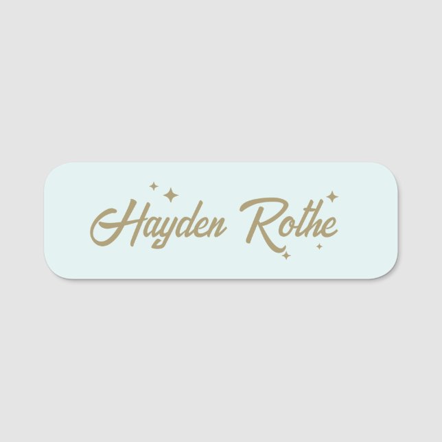 Cute Retro Pastel Blue Name Tag (Front)