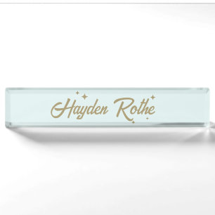 Cute Retro Pastel Blue Teacher Nameplate
