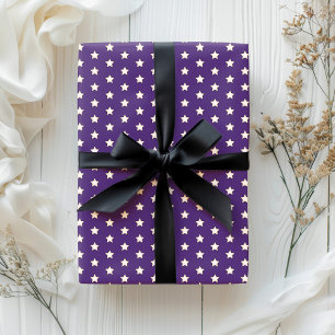 Cute Retro Pastel Star Dark Purple Wrapping Paper