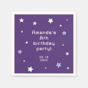 Cute Retro Pastel Stars Light Pink Kids Birthday  Napkin