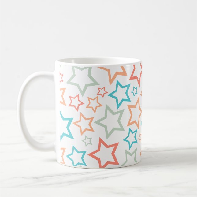 Cute Retro Pastel Stars Seamless Pattern  Coffee Mug (Left)