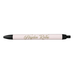 Cute Retro Pink and Gold Black Ink Pen