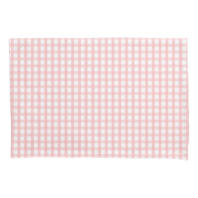 Cute Retro Pink Gingham Plaid pattern Pillowcase (Front)