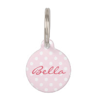 Cute Retro Pink Polka Dots Cat Kitty Dog Pup Name