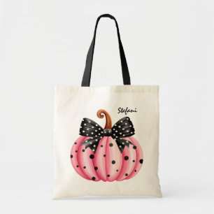 Cute Retro Pink Pumpkin Personized Tote Bag