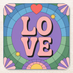 Cute Retro Pink Purple Coaster Set