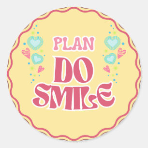 Cute Retro 'Plan Do Smile' Sticker