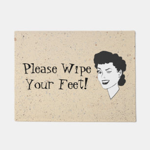Cute Retro Please Wipe Your Feet Door Mat