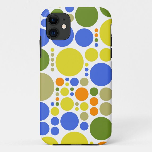 Cute Retro Polka Dots | Green Blue Lime Orange Case-Mate iPhone Case (Back)
