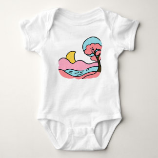 Cute Retro Pop Art Dreamy Moon Landscape Baby Bodysuit