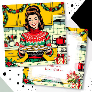 Cute Retro Pop Art Personalized Christmas Card
