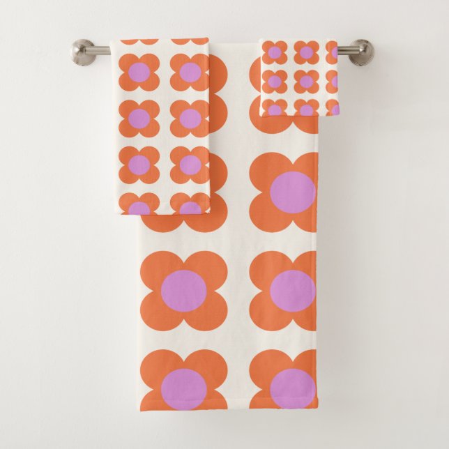 Cute Retro Pop Flower Motif rose et orange (En situation)