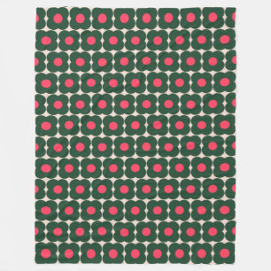 Cute Retro Pop Flower Pattern   Christmas Green  Fleece Blanket