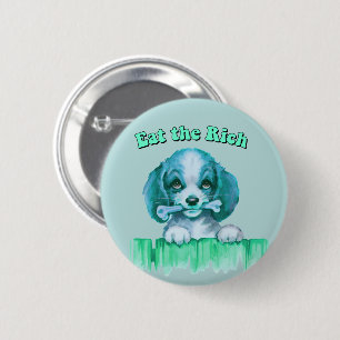 Cute Retro Puppy - Eat the Rich 2 Inch Round Button
