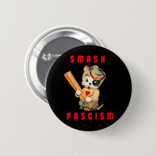 Cute Retro Puppy - Smash Fascism 2 Inch Round Button