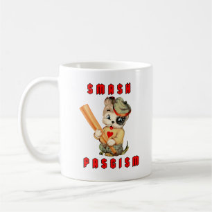 Cute Retro Puppy - Smash Fascism Coffee Mug