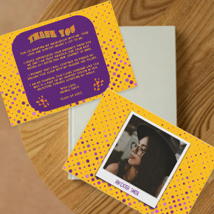 Cute Retro Purple Yellow Teal Orange Grad Photo  Thank You Card