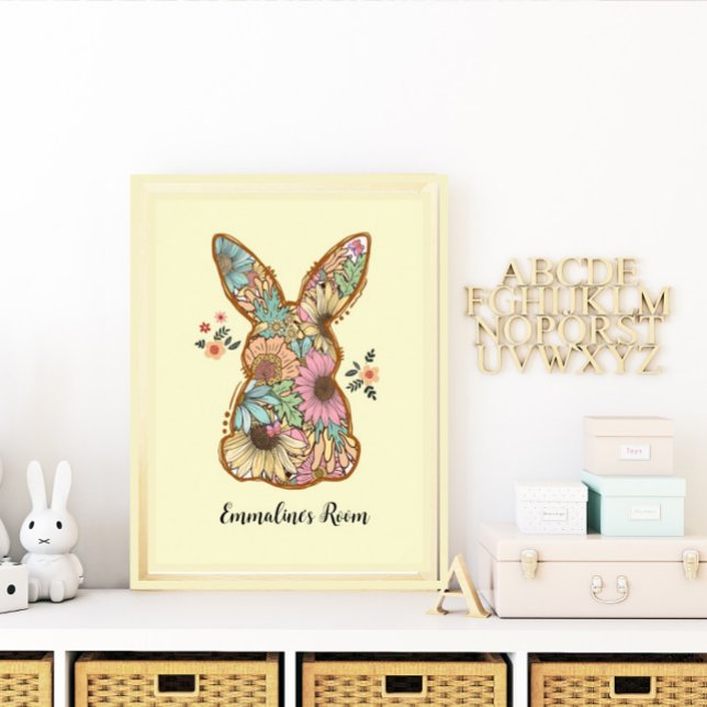 Cute Retro Rabbit Design Kids Room Poster (Creator Uploaded)