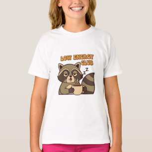 Cute Retro Raccoon Low Energy Girls T-Shirt