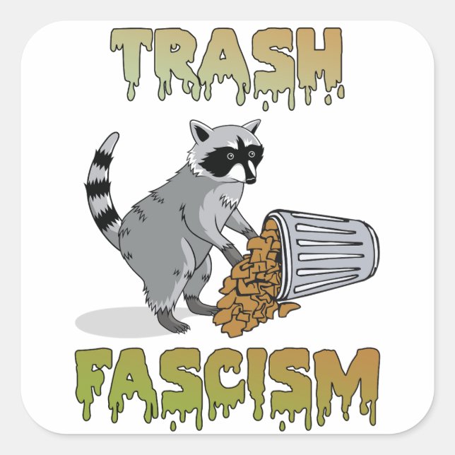Cute Retro Raccoon - Trash Fascism Square Sticker (Front)