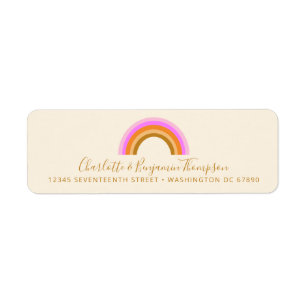 Cute Retro Rainbow Custom Script Return Address