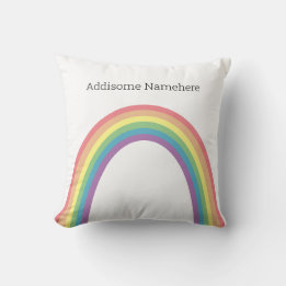 Cute Retro Rainbow Fun Add Your Name Throw Pillow